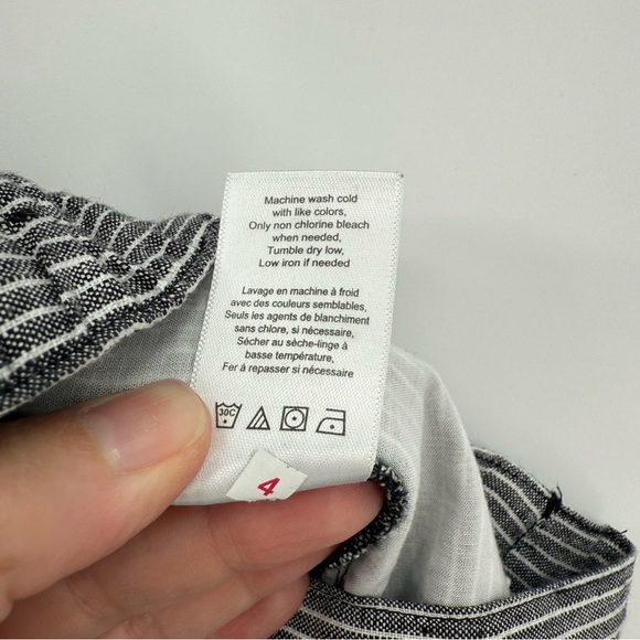 Coldwater Creek Striped Linen Wide-Leg Crops Pull On Pant Black/White Petite L - Picture 6 of 12